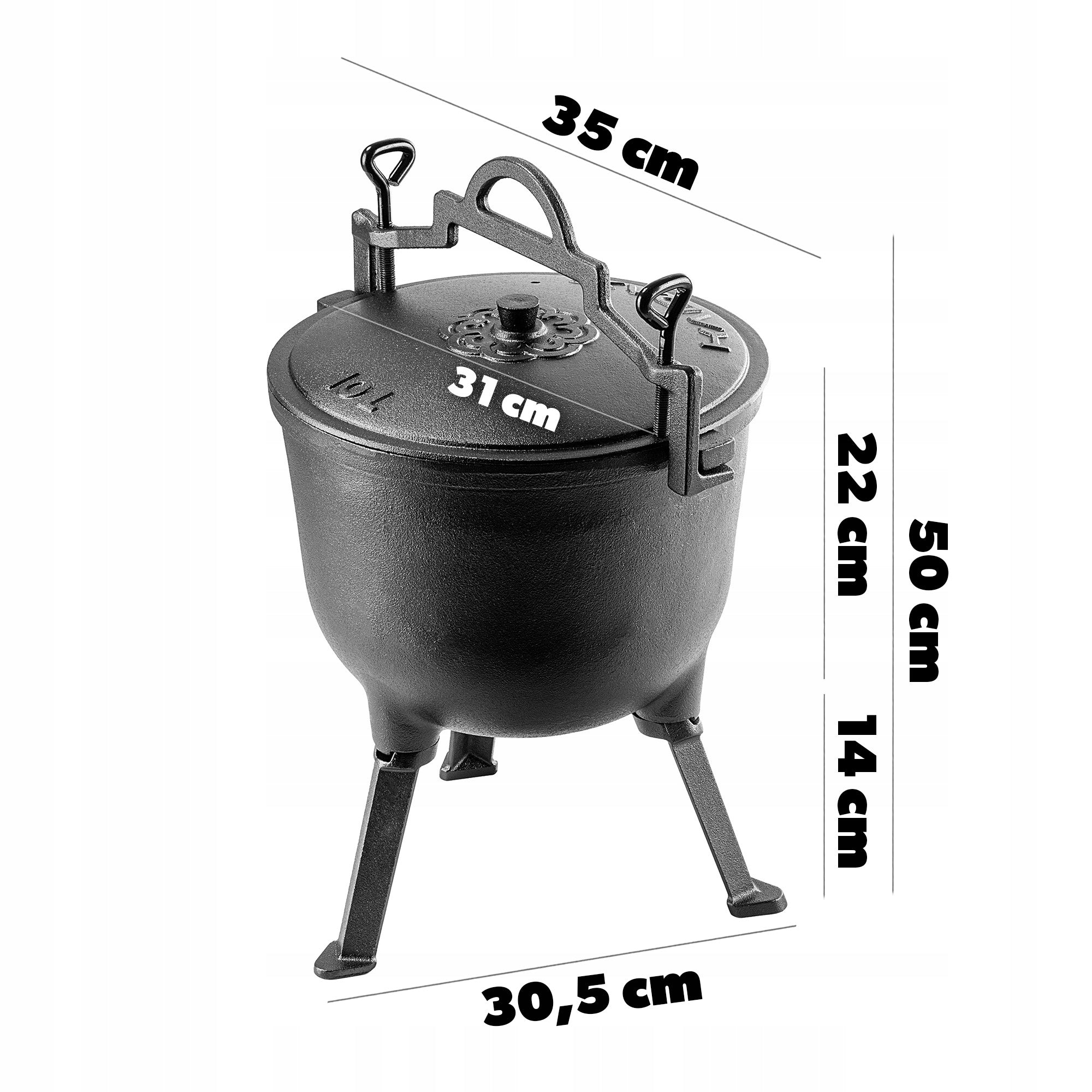 CAST IRON HUNTING CAULDRON 10L FIRE PIT POT GRILL STANDING ROASTS Manufacturer code K8422