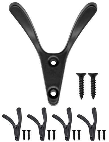 CAST IRON WALL HOOKS MASSIVE DOUBLE FOR TOWEL CLOTHES SET OF 4 Brand no brand