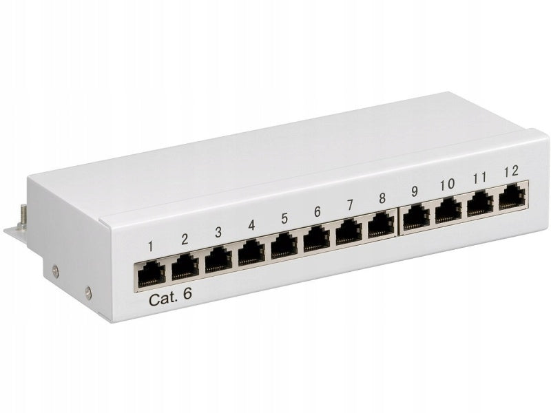 CAT 6 Mini/desktop patch panel, 12 ports