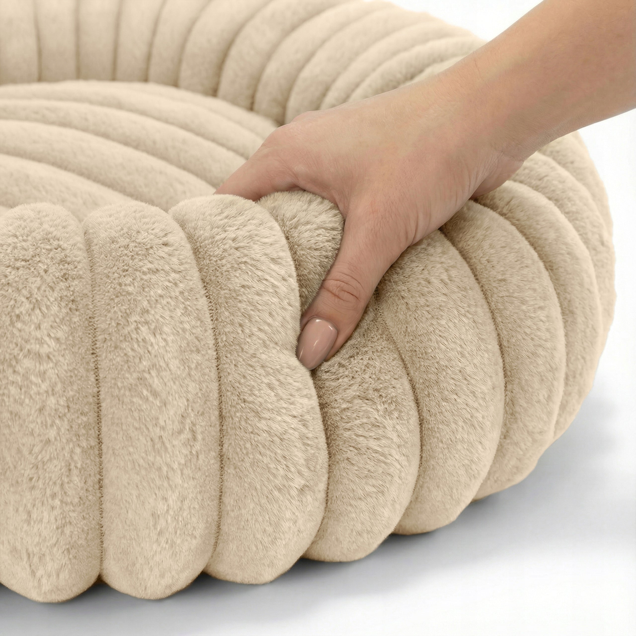 CAT AND DOG BED ROUND 60 CM SOFT ENVELOPING RABBIT FUR Brand Dogguru