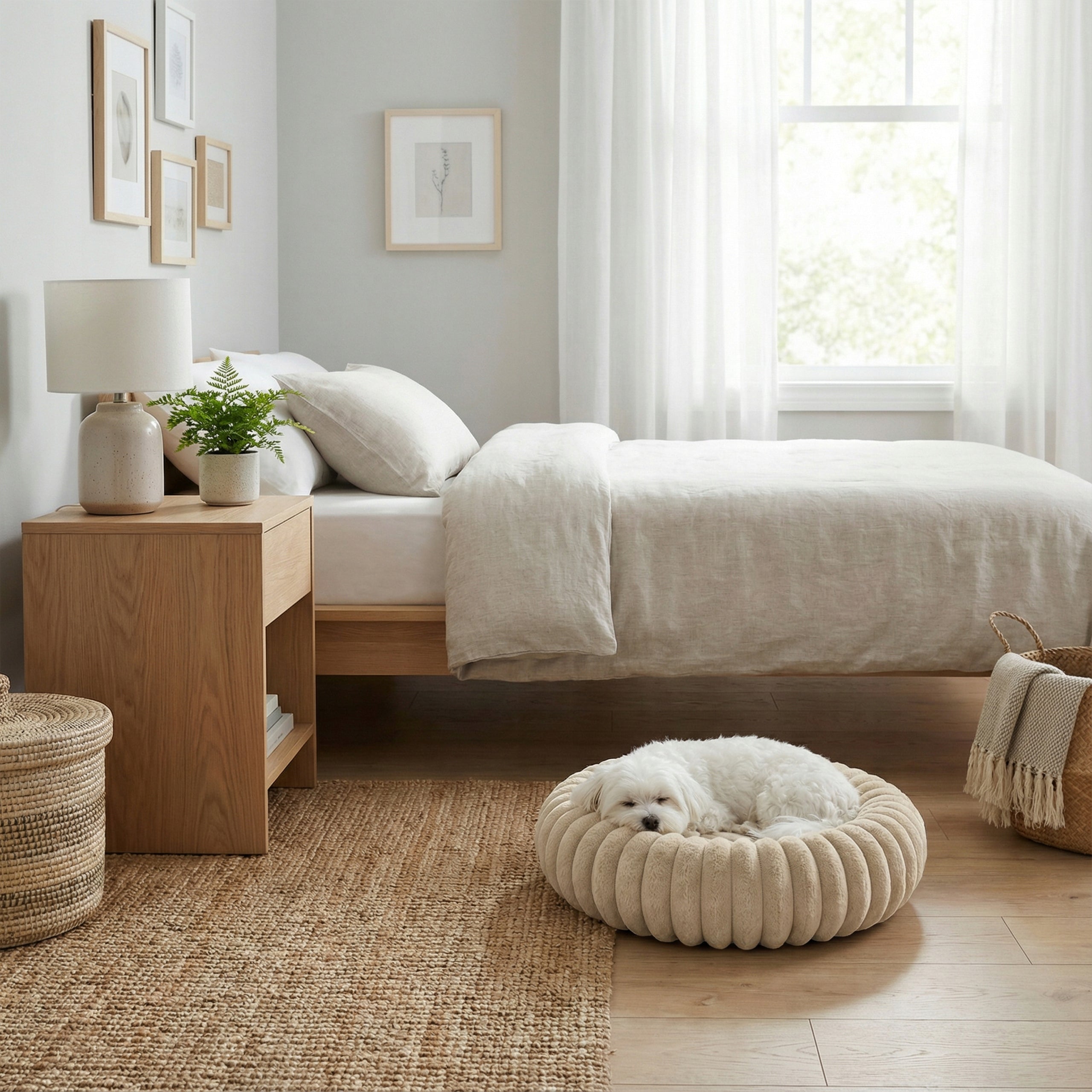 CAT AND DOG BED ROUND 60 CM SOFT ENVELOPING RABBIT FUR Product width 60 cm