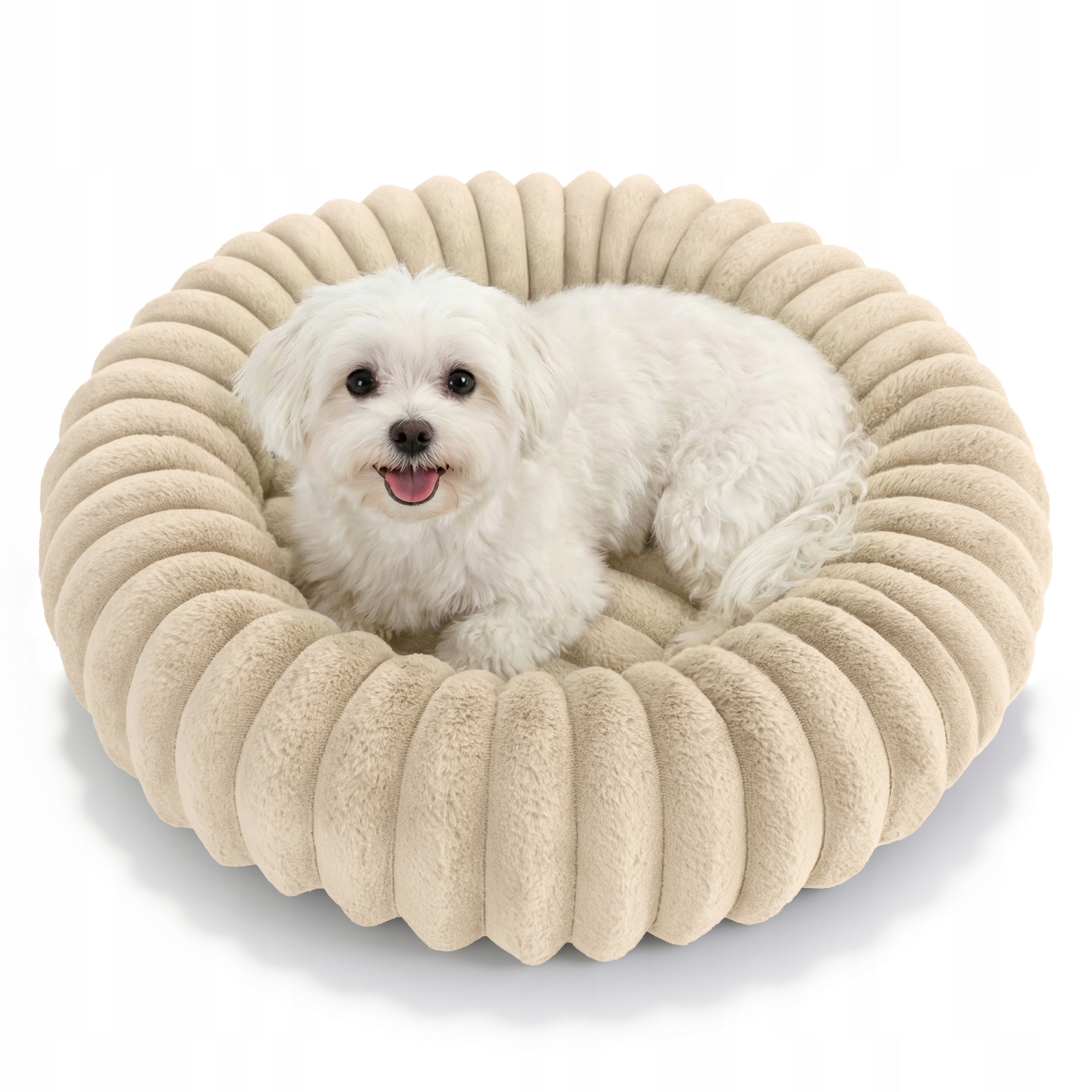 CAT AND DOG BED ROUND 60 CM SOFT ENVELOPING RABBIT FUR Trade name Legowisko DOGGURU KIRA 60 cm Ciepłe Miękkie Posłanie Otulające Futerko Rabbit beżowy