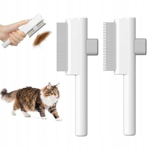 CAT AND DOG COMBS 2 PCS SELF-CLEANING BRUSH WHITE Packaging status original