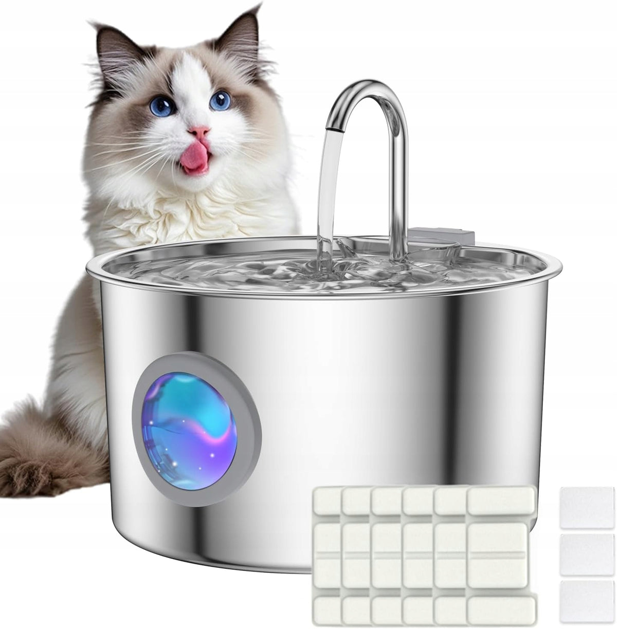 CAT AND DOG FOUNTAIN 3,2L STAINLESS STEEL FAUCET FILTERS