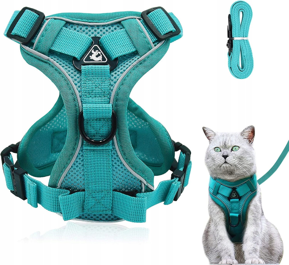 CAT AND DOG HARNESS WITH LEASH ADJUSTABLE REFLECTIVE BREATHABLE