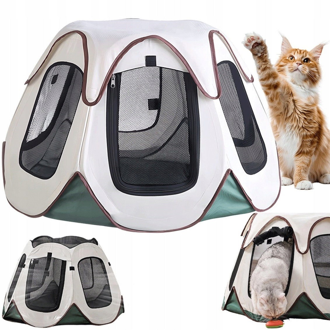 CAT AND DOG HOUSE TRANSPORT TENT CAGE MADE OF BREATHABLE FABRIC