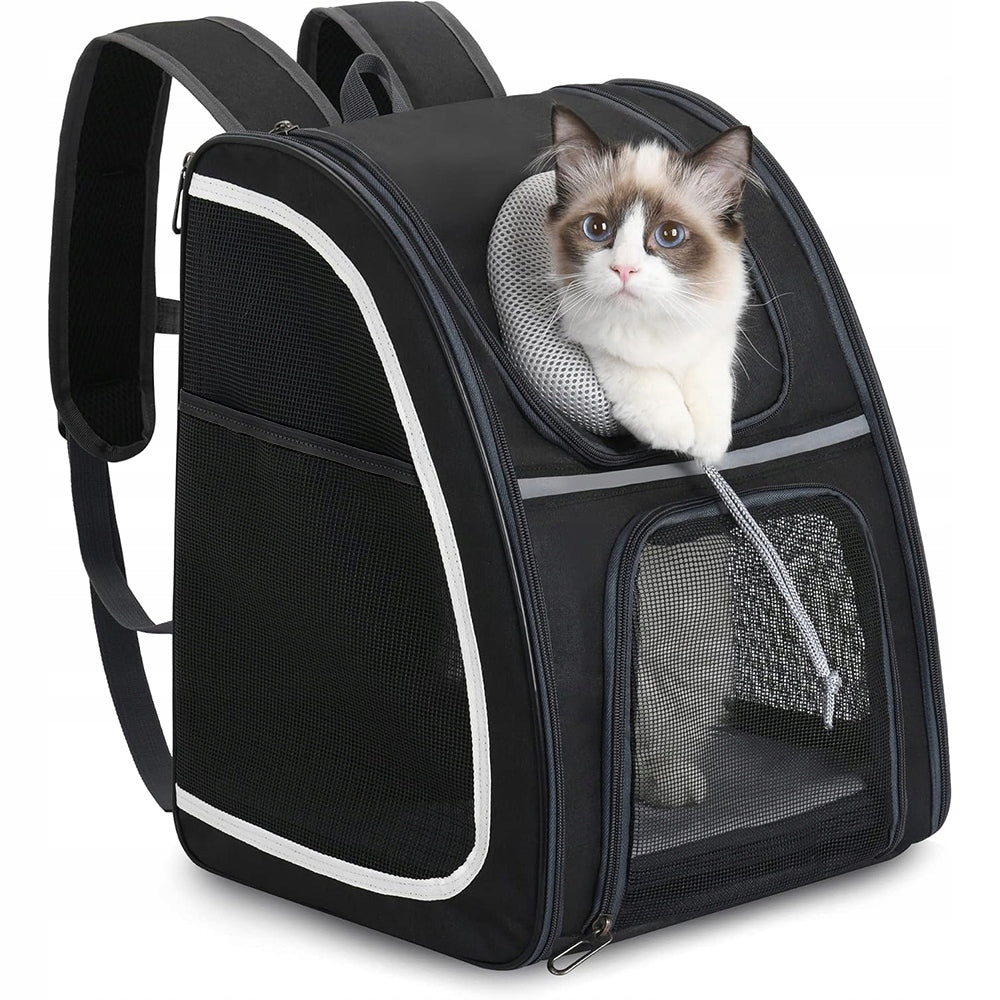 CAT BACKPACK DOG TRANSPORTER CARRIER BAG FOR ANIMALS UP TO 9KG BLACK Packaging status original