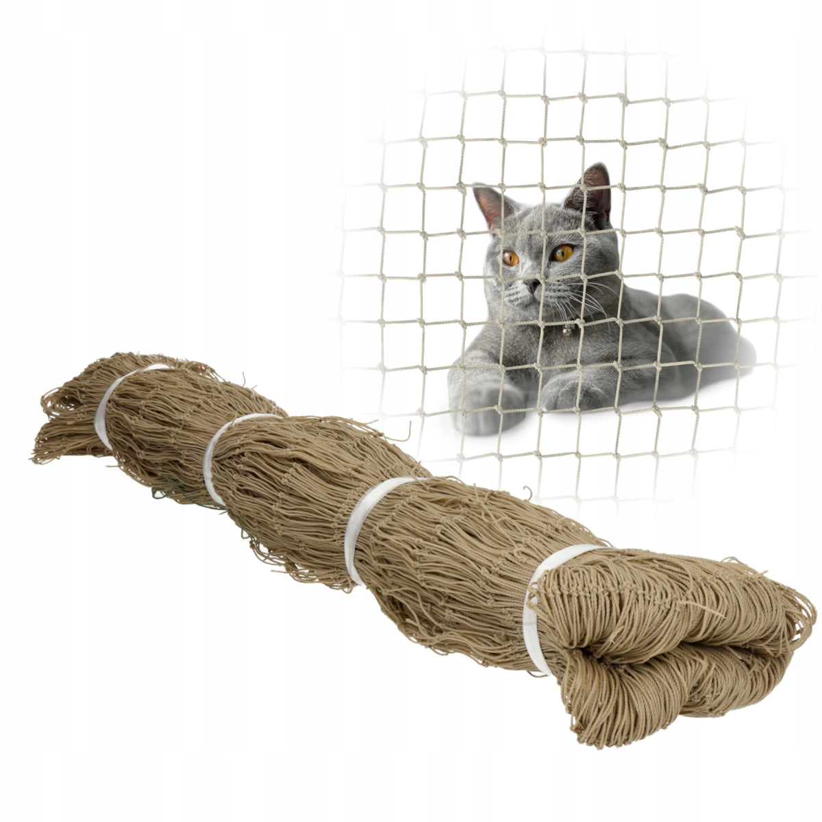 CAT BALCONY NET 6x2m PREMIUM REINFORCED WITH WIRE 110g EYELET 30x30mm
