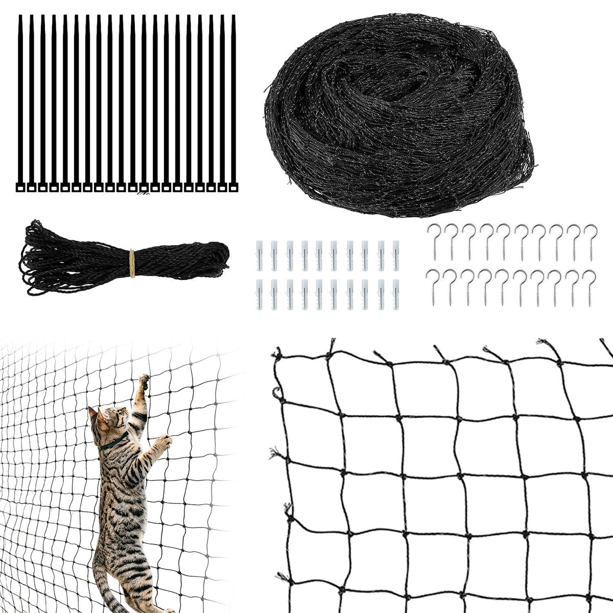 CAT BALCONY NET SET FOR STAIRS RAILING NYLON TERRACE 8X3M