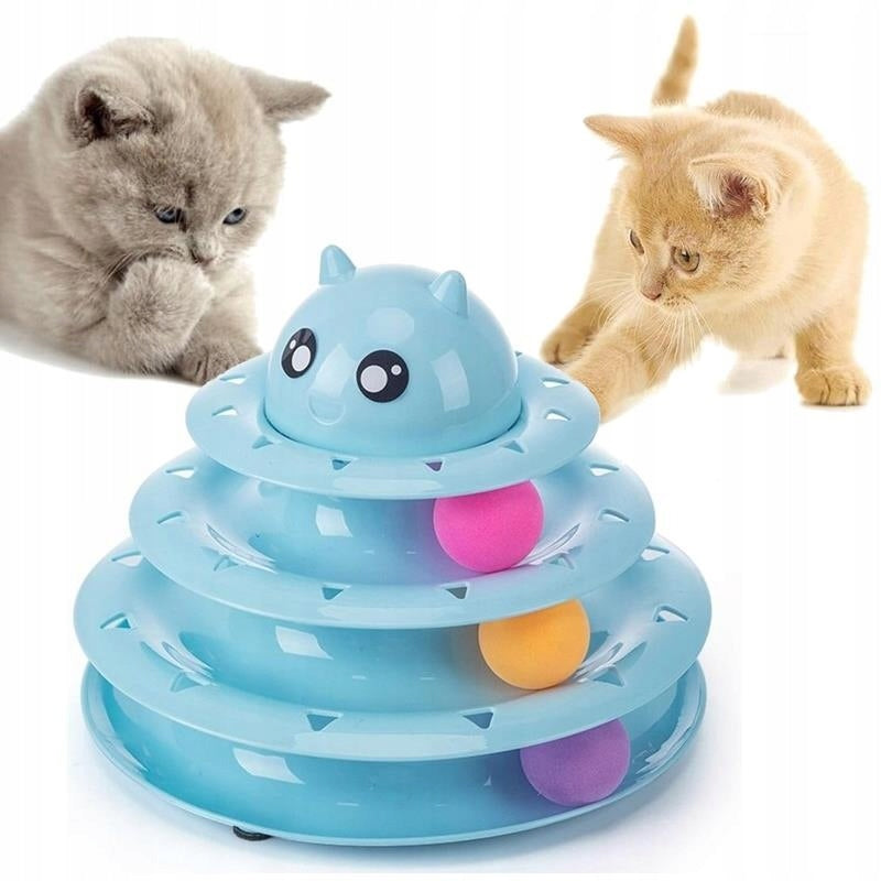 CAT BALL TOWER INTERACTIVE TOY CAROUSEL ANIMAL BALLS