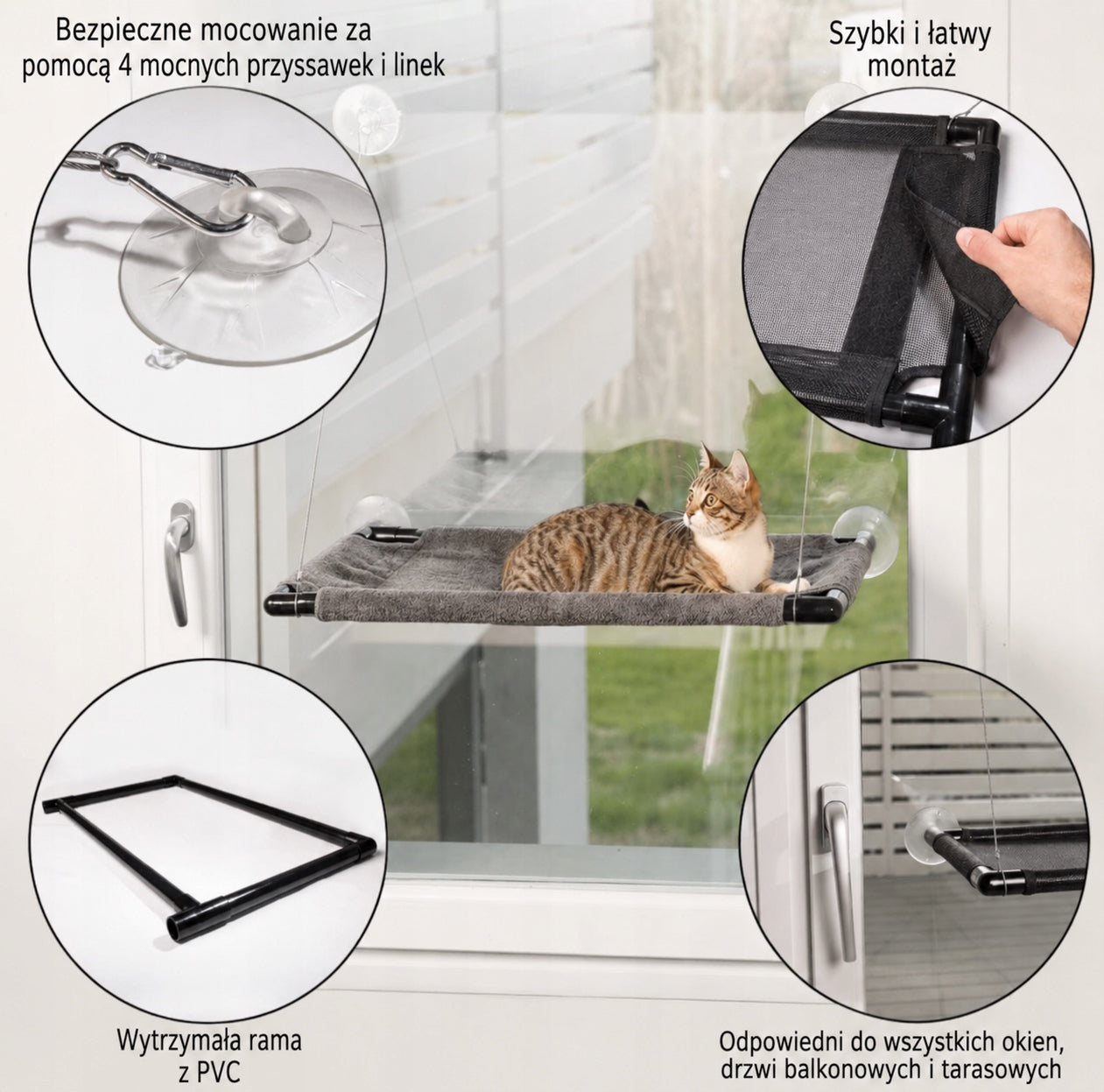 CAT BED 25kg SWING HANGING HAMMOCK WINDOW MOUNTED 67x40cm Packaging status original