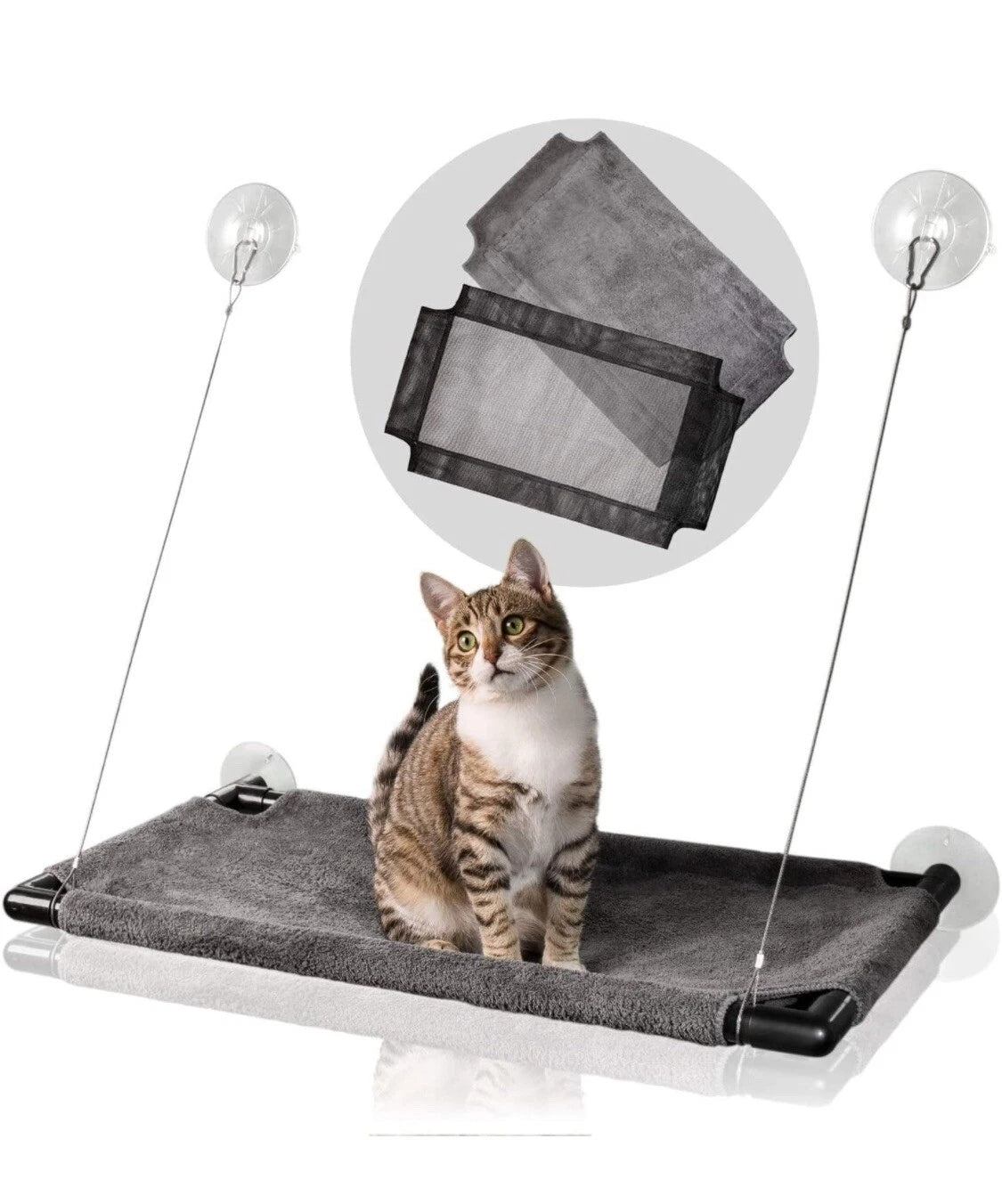 CAT BED 25kg SWING HANGING HAMMOCK WINDOW MOUNTED 67x40cm Trade name legowisko okno na przyssawkach stabilne wytrzymałe kot będzie zadowolony podziwiając widoki za okna