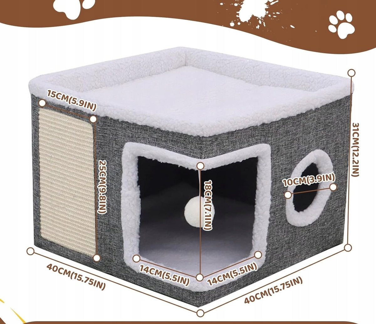 CAT BED BUNK BURROW FOLDING FOR SLEEPING SOFT DOUBLE-SIDED EAN (GTIN) 4049011172609