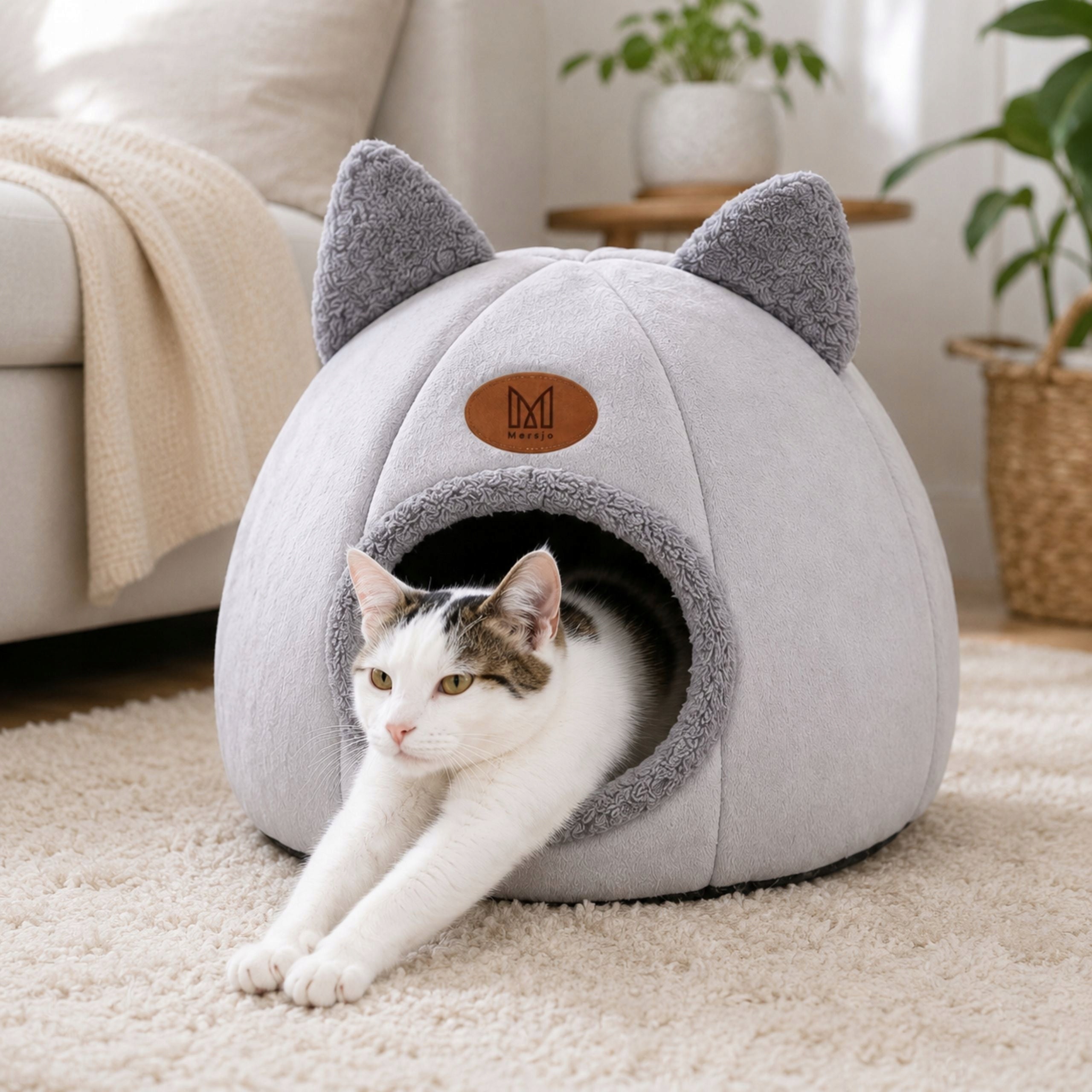 CAT BED COTTAGE BOOTH PLUSH SOFT BEDDING Product width 35.99 cm