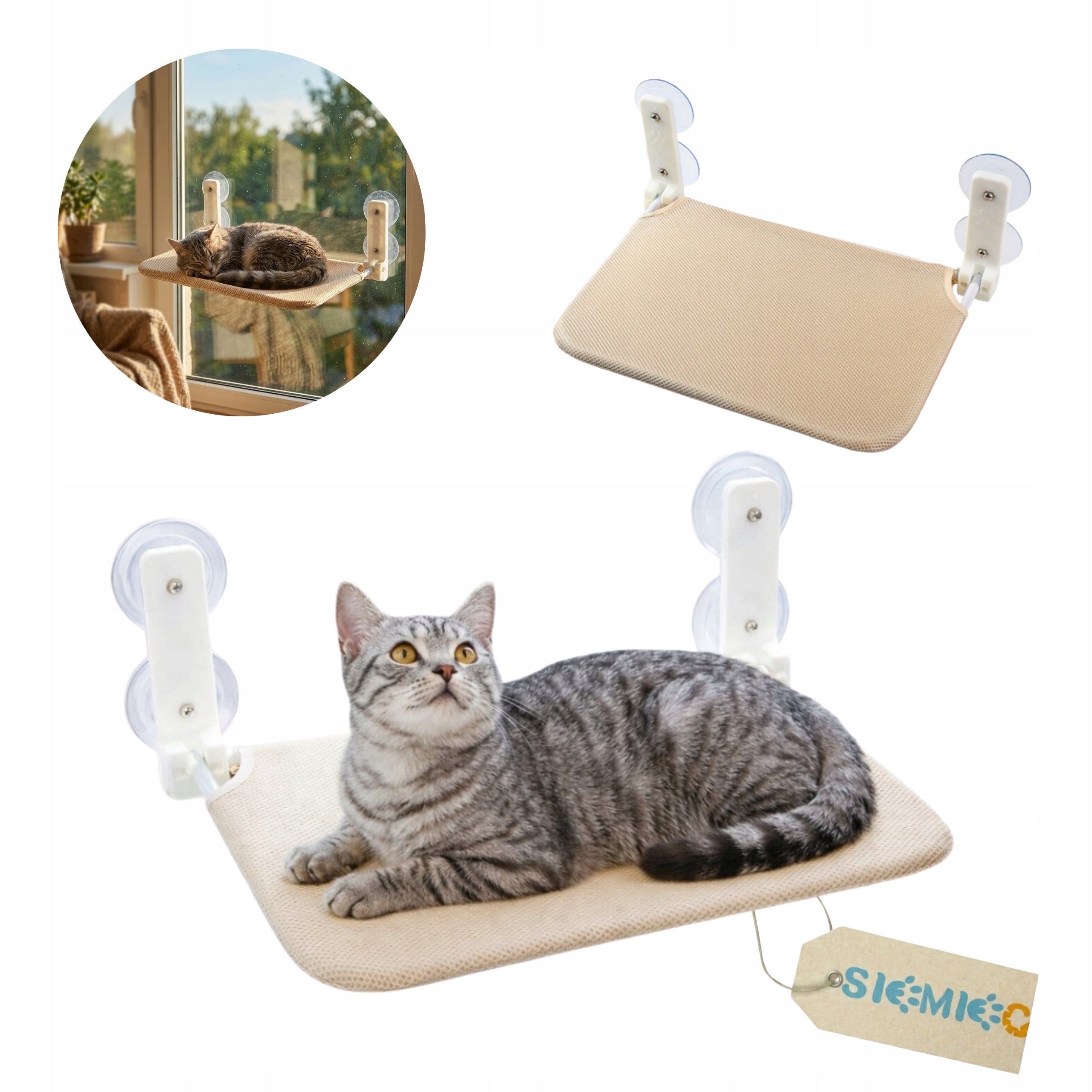 CAT BED FOR WINDOW - HAMMOCK 52x30 FOR OBSERVING THE ENVIRONMENT SIEMIEC