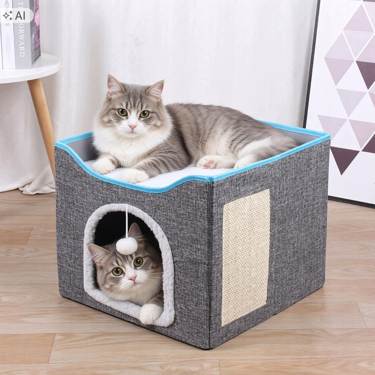 CAT BED booth folding two levels soft padding with scratching post Manufacturer code 5906549683597