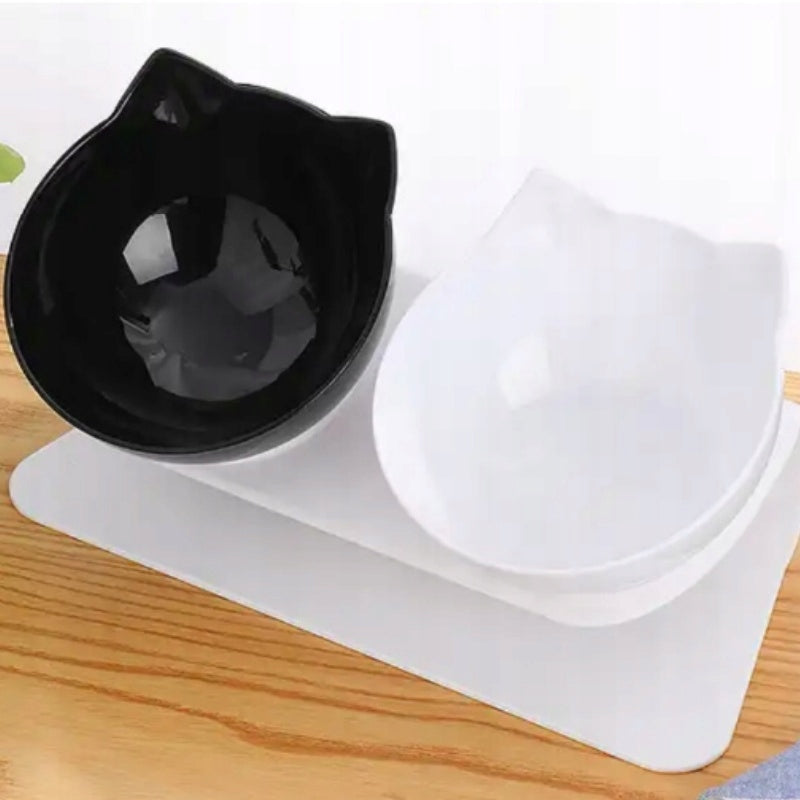 CAT BOWL DOG DOUBLE WITH STAND ON FOOD STAND 2 x 300ml