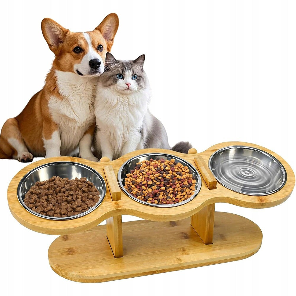 CAT BOWL ON STAND ADJUSTABLE HEIGHT TRIPLE NON-SLIP Packaging status original