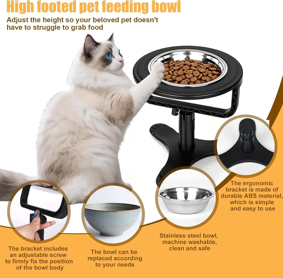 CAT BOWL RAISED ADJUSTABLE 3 HEIGHTS INCLINED 15° Kind automatic feeder