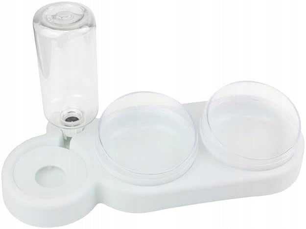 CAT BOWL SET WITH WATER DISPENSER DOUBLE BOWL WHITE