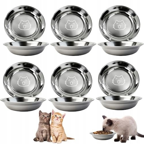 CAT BOWLS 6 PCS STAINLESS STEEL 304 SHALLOW WIDE 14 CM Packaging status original