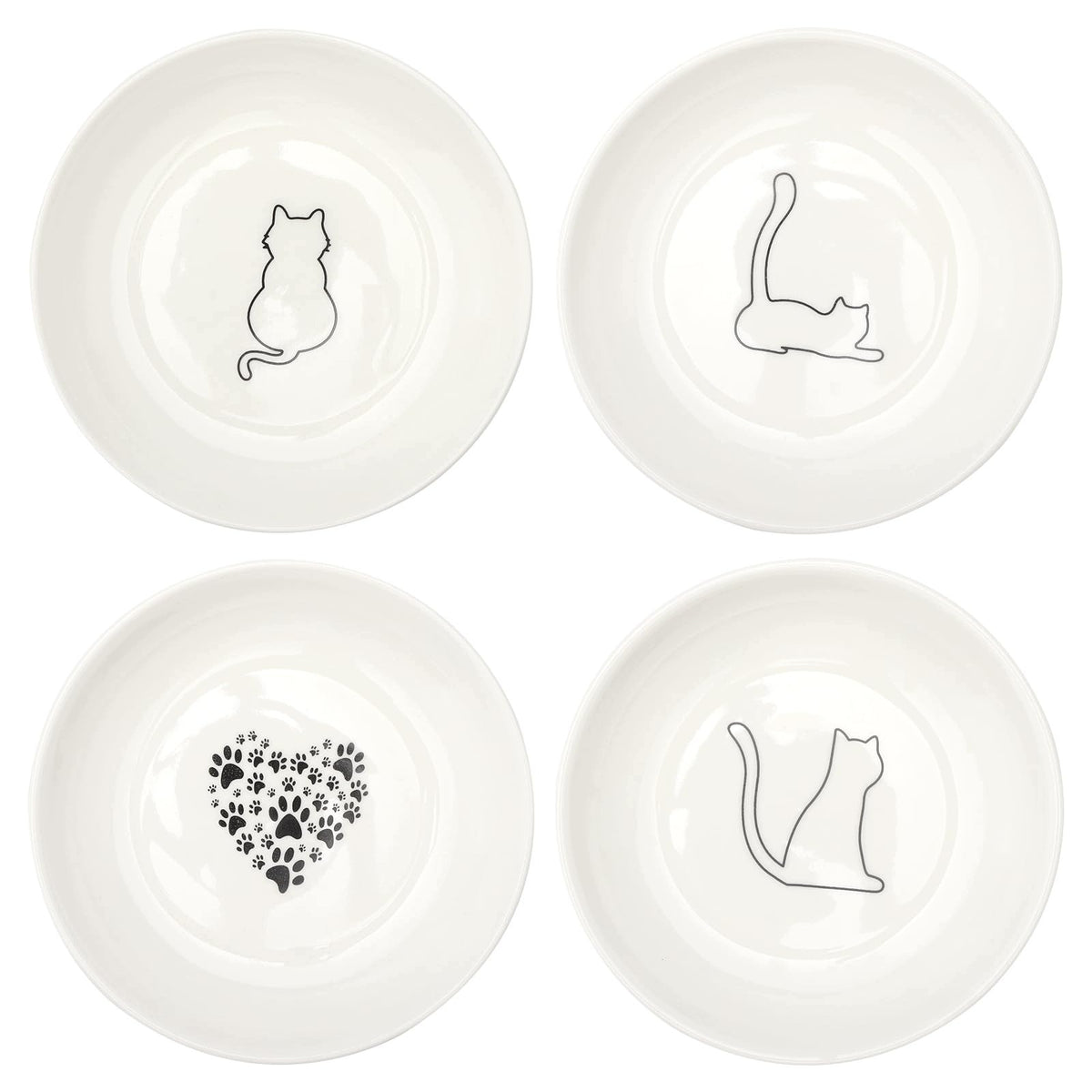 CAT BOWLS CERAMIC FLAT 15 X 15 X 2 5 CM 4 PCS