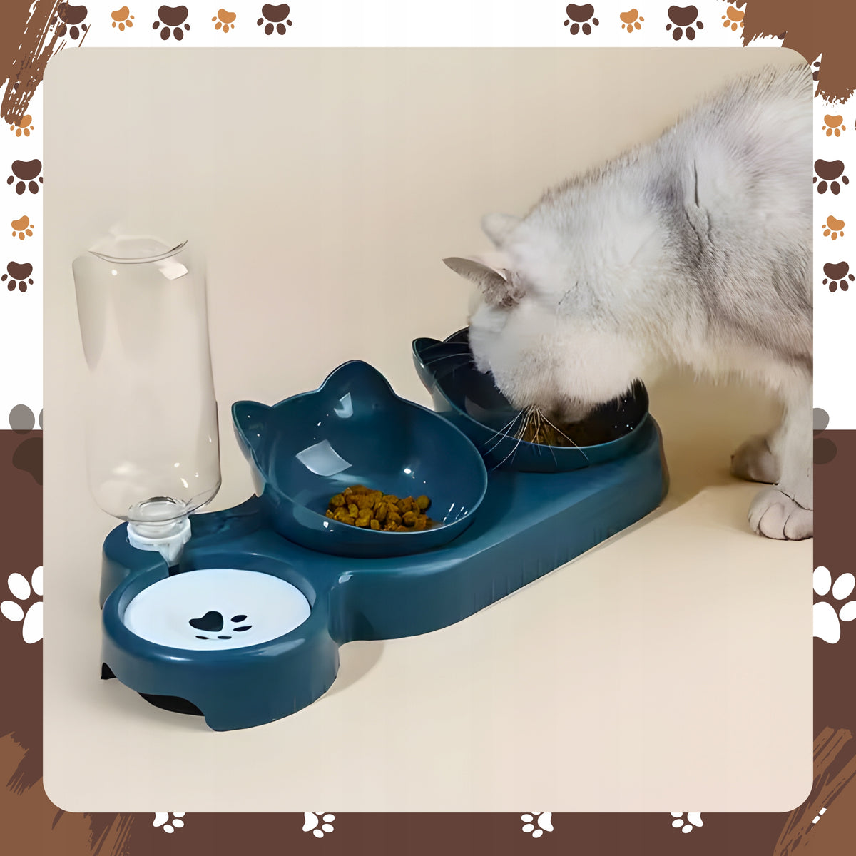 CAT BOWLS DOG 3in1 SET DOUBLE FOOD BOWLS WATER FEEDERS 500 ML Packaging status original