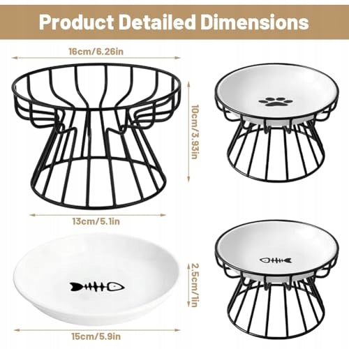 CAT BOWLS ELEVATED CERAMIC SET 2 METAL STAND FOR HOME Kind double bowl set