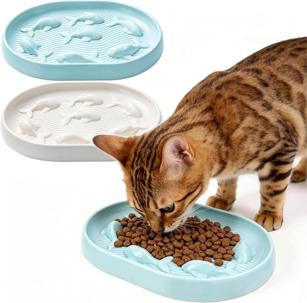 CAT BOWLS SLOWING DOWN FOOD 2 PACK OVAL NON-SLIP