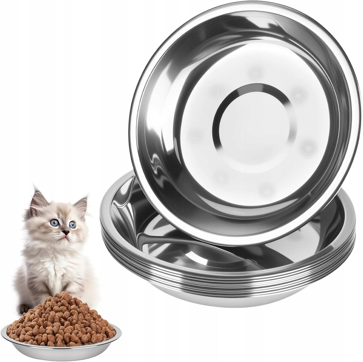 CAT BOWLS STAINLESS STEEL 14 CM NON-SLIP SET
