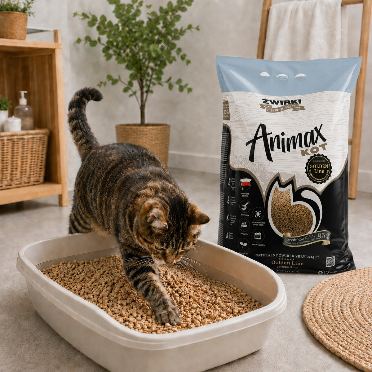 CAT CLUMPING LITTER 3MM GOLDEN LINE 3x7 LITERS for Long-Haired Manufacturer code animaxkot