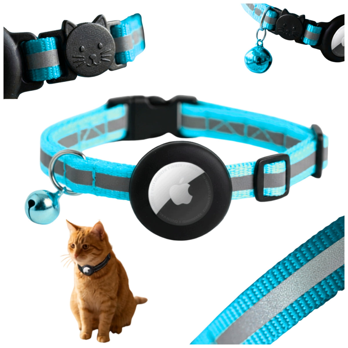 CAT COLLAR AIRTAG CASE REFLECTIVE LOCATOR SAFE BELL