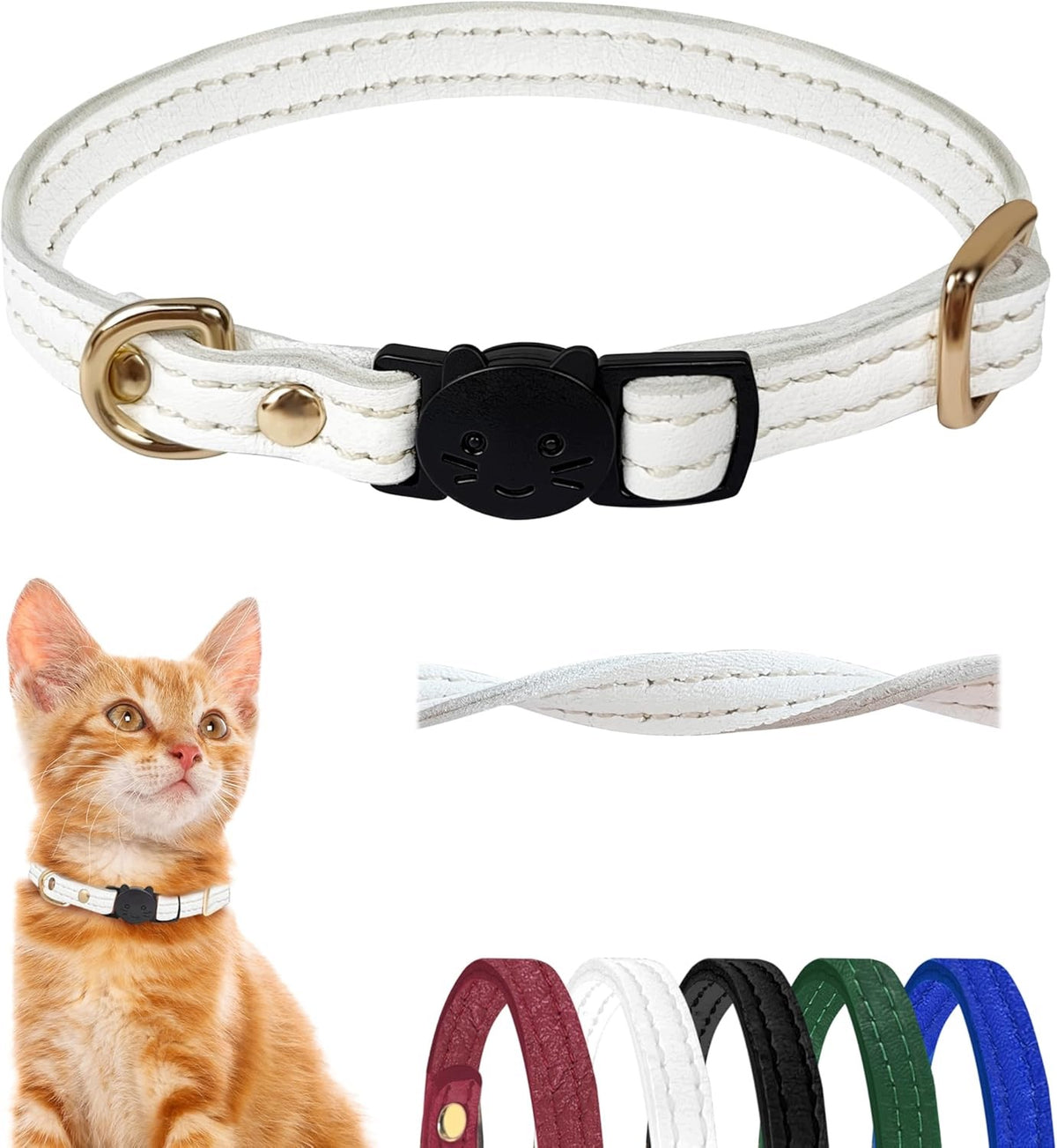 CAT COLLAR ANTI-SOUL LAMBSKIN WHITE 19-28CM
