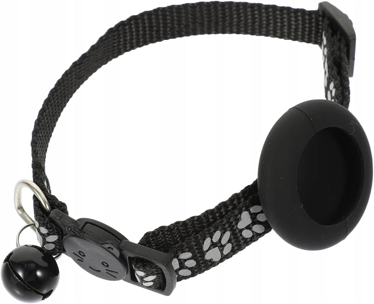 CAT COLLAR CAT WITH BELL HOLDER FOR AIRTAG GPS BLACK