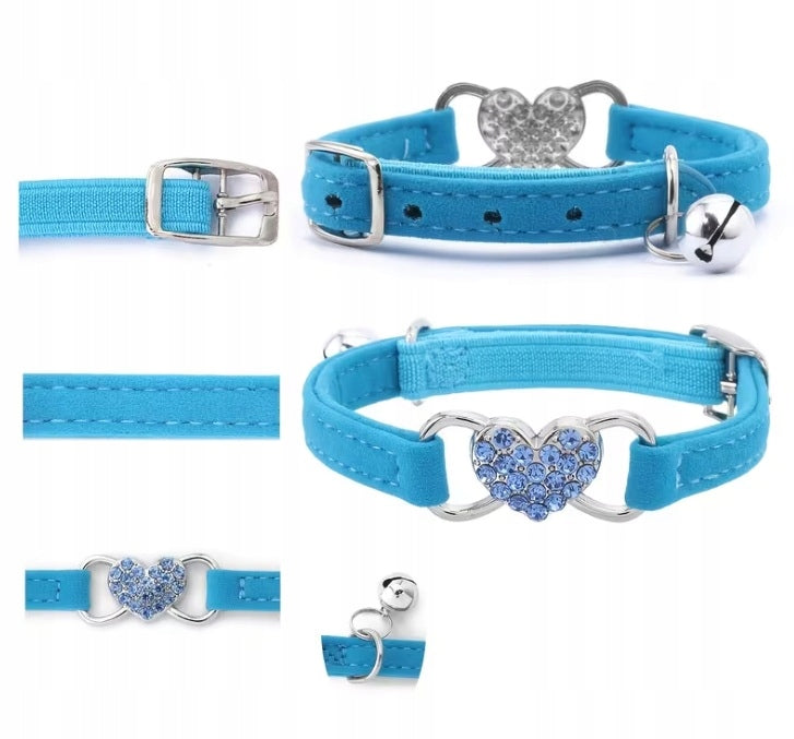 CAT COLLAR DOG YORK WITH HEART CRYSTALS DIAMONDS HEART VELOUR Packaging status original