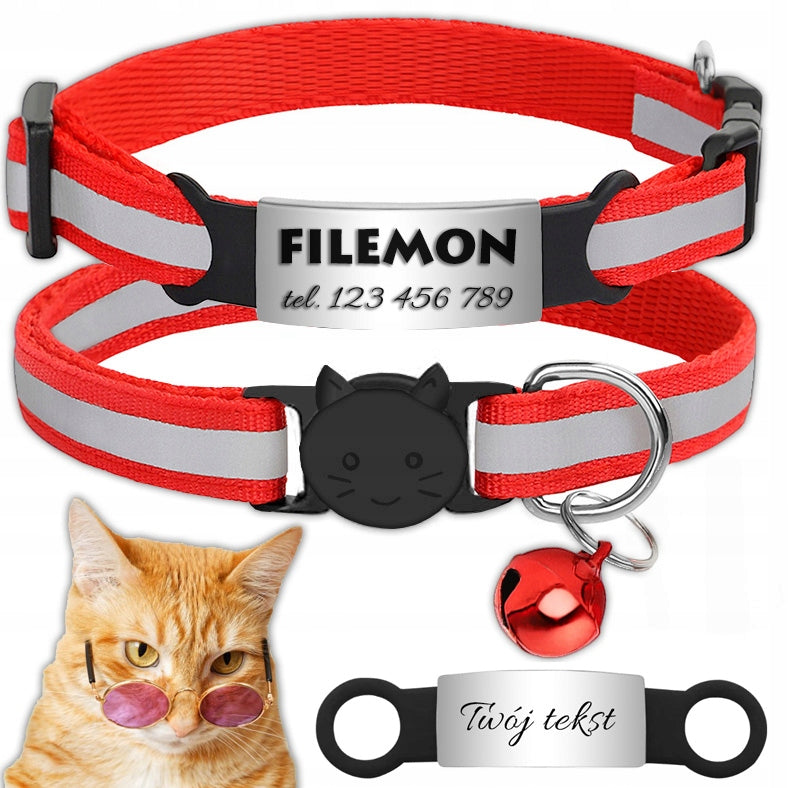 CAT COLLAR REVERSE REFLECTIVE ADDRESS CARD WITH ENGRAVING Brand Reverse