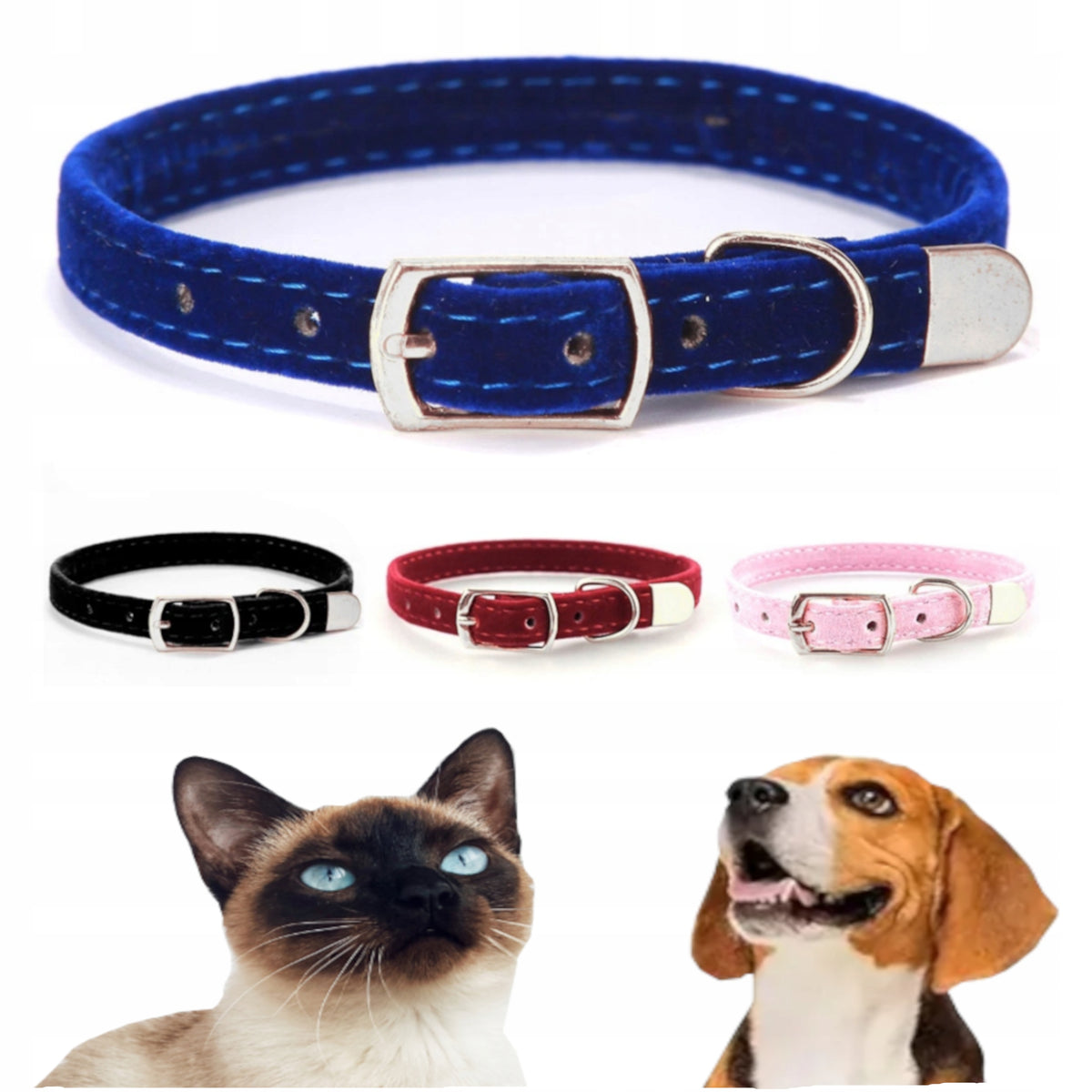CAT COLLAR SMALL DOG VELOUR MATERIAL XS/S ADJUSTABLE YORK SZITZU