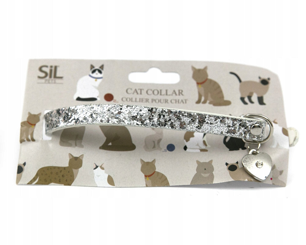 CAT COLLAR WHITE WITH GLITTER 35CM