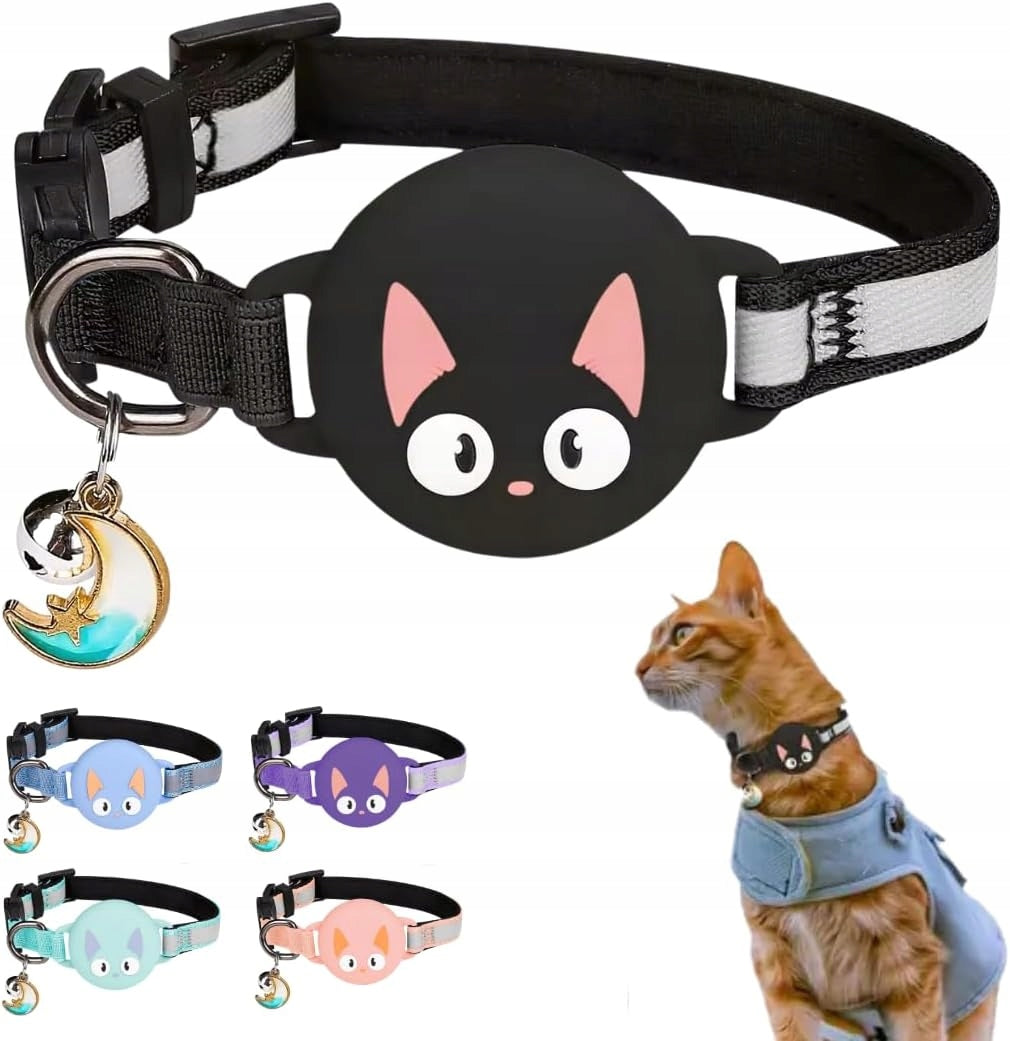 CAT COLLAR WITH AIRTAG CASE REFLECTIVE ADJUSTABLE SAFE