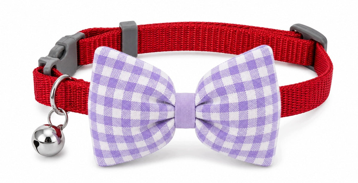 CAT COLLAR WITH BELL AND BOW MATERIAL ADJUSTABLE NECK CIRCUMFERENCE Packaging status original