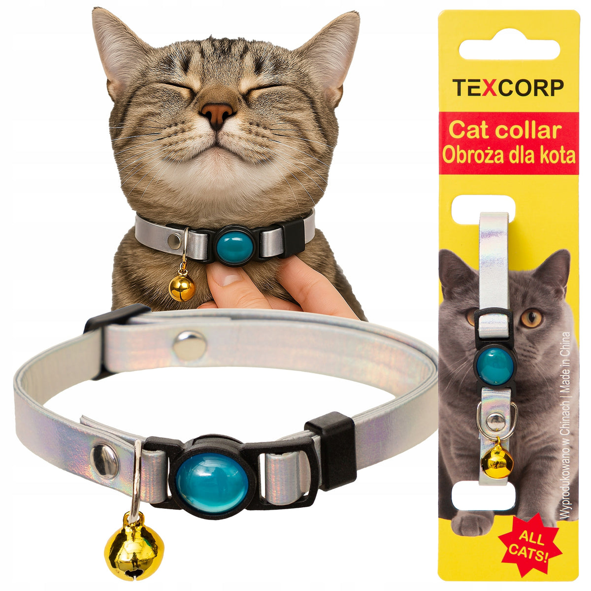 CAT COLLAR WITH BELL Adjustable Shiny Collar for Kitten and Dog