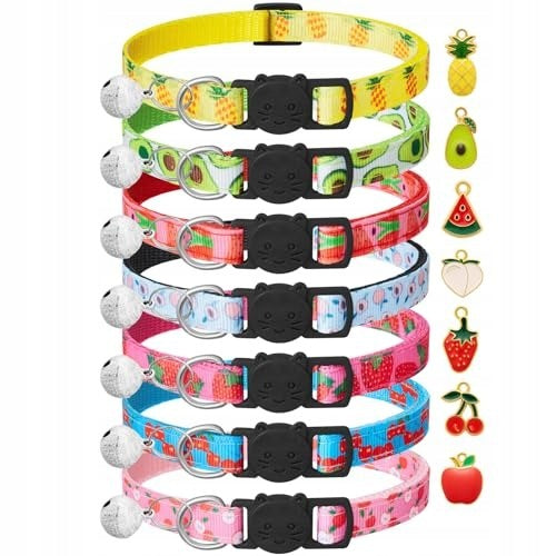 CAT COLLARS REMOVABLE ADJUSTABLE WITH BELL 7 PIECES Packaging status original