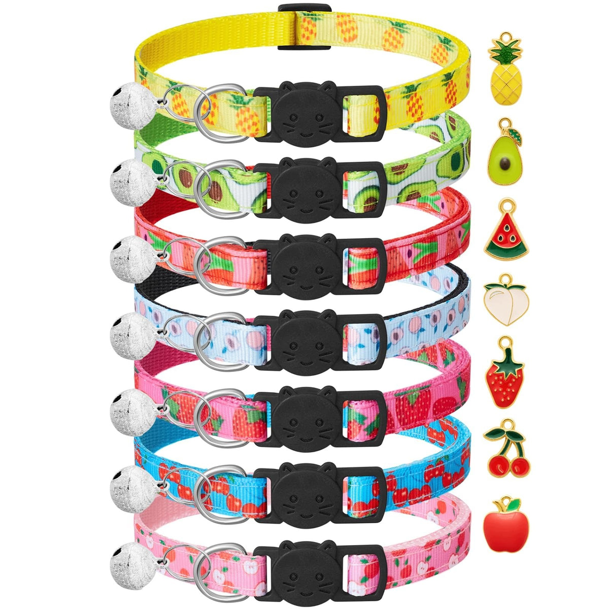 CAT COLLARS REMOVABLE ADJUSTABLE WITH BELL 7 PIECES