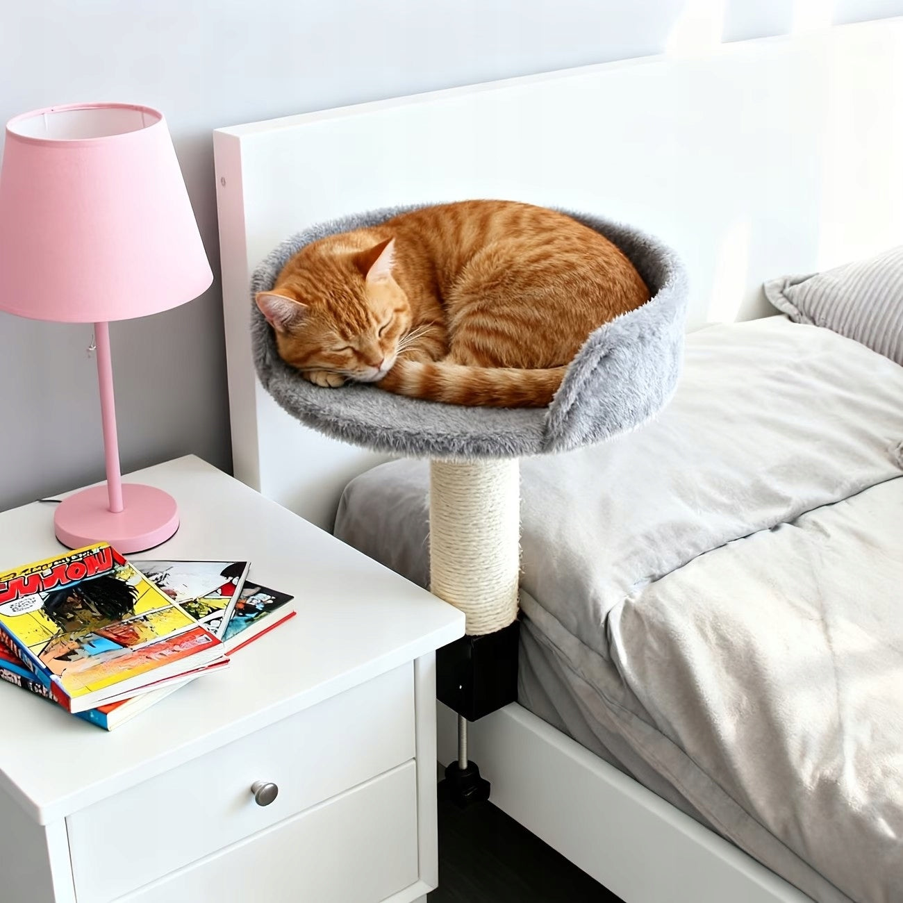 CAT DESK BED GREY SISAL POST IRON FRAME Length 30 cm