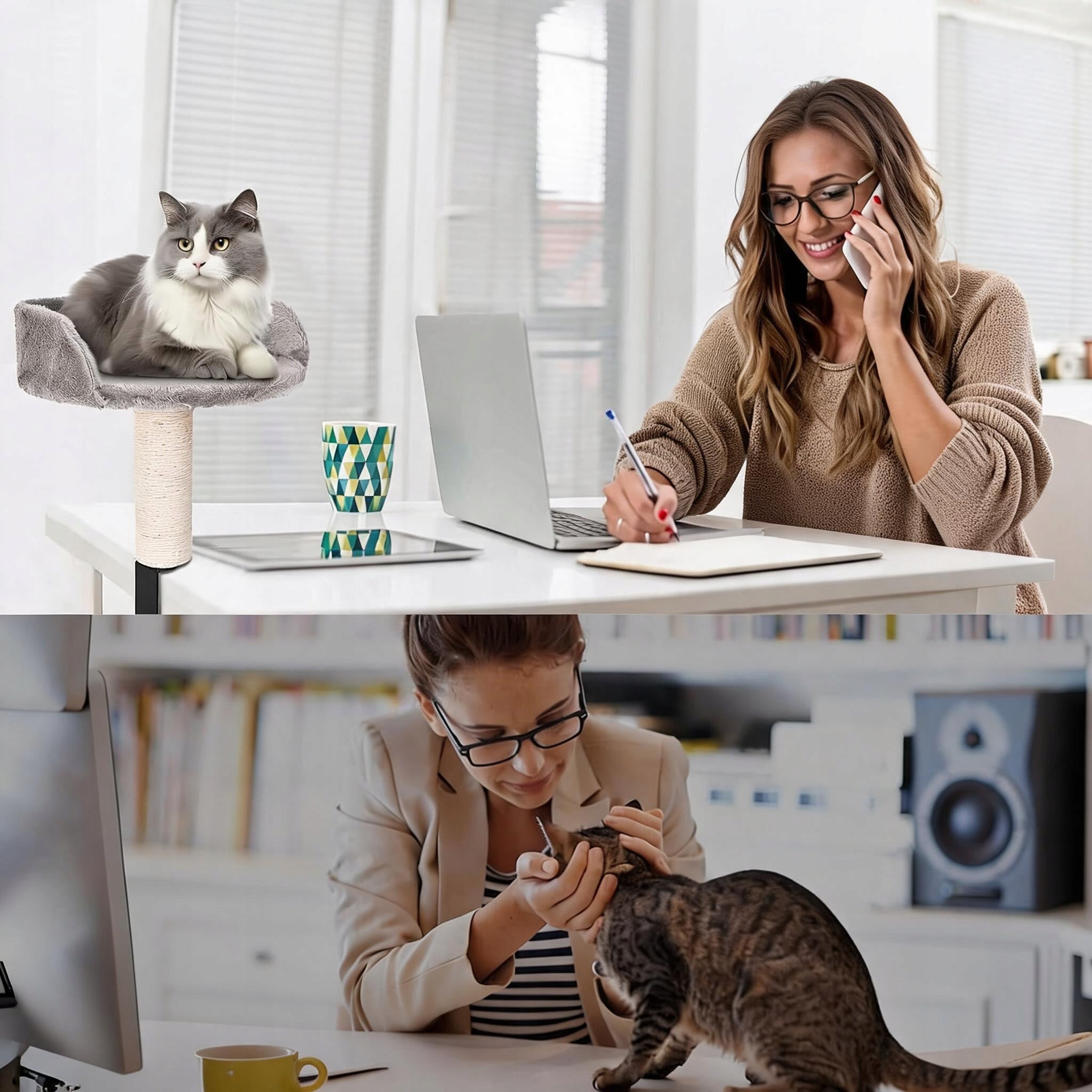 CAT DESK BED GREY SISAL POST IRON FRAME Shape corner