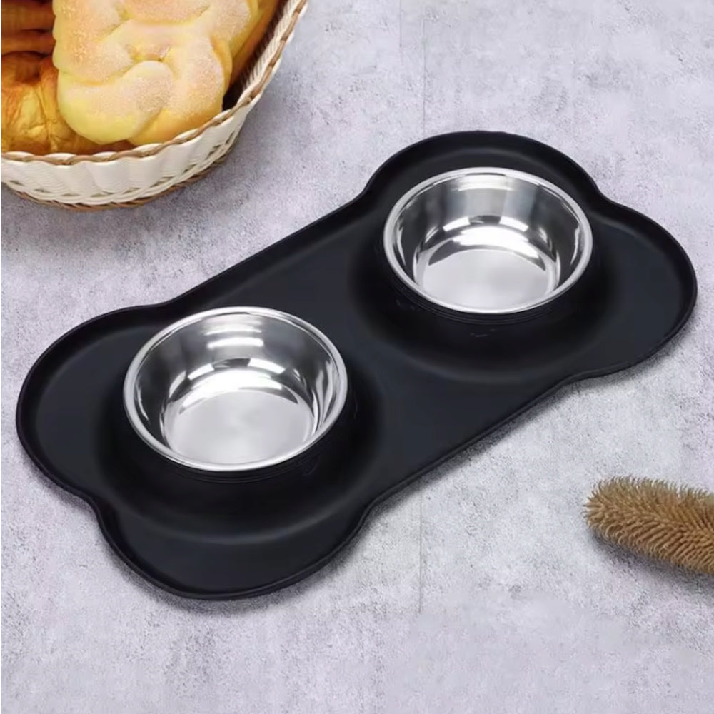 CAT DOG BOWL DOUBLE BOWLS WITH NON-SPILL PAD 2X 460ML Brand no brand