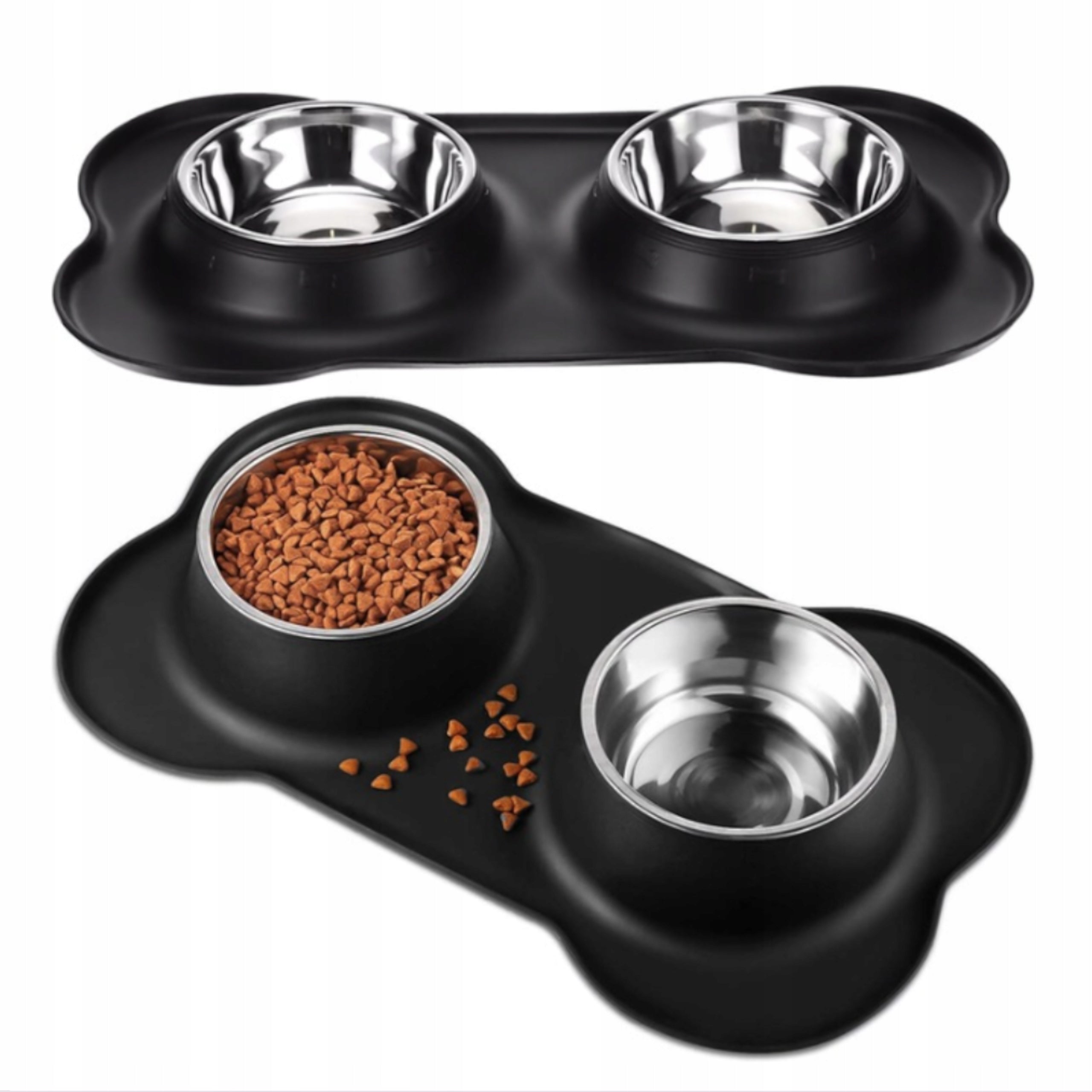 CAT DOG BOWL DOUBLE BOWLS WITH NON-SPILL PAD 2X 460ML Capacity 0.92 l