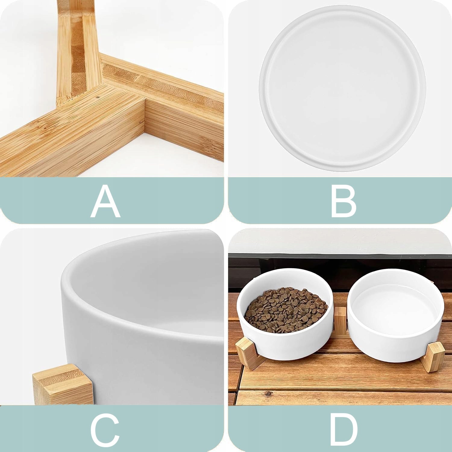 CAT DOG BOWL DOUBLE CERAMIC BOWLS ON STAND 2x400ml Trade name CERAMICZNE MISKI DLA PSA 2X400ML JAX BIAŁE