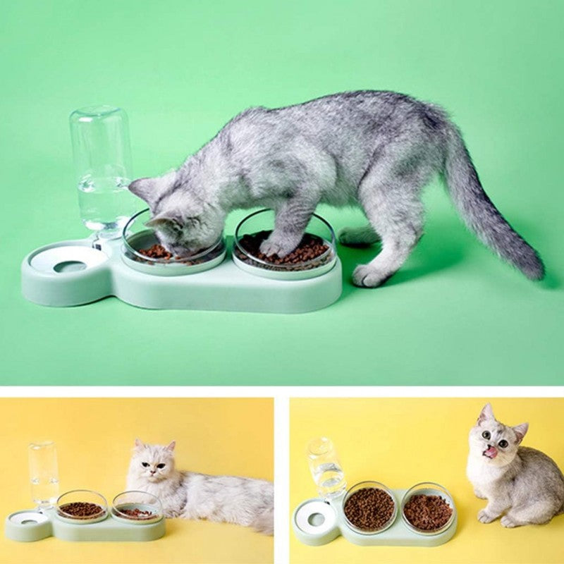 CAT DOG BOWL DOUBLE FOOD SET WITH WATER DISPENSER WATER BOTTLE Manufacturer code KOT30