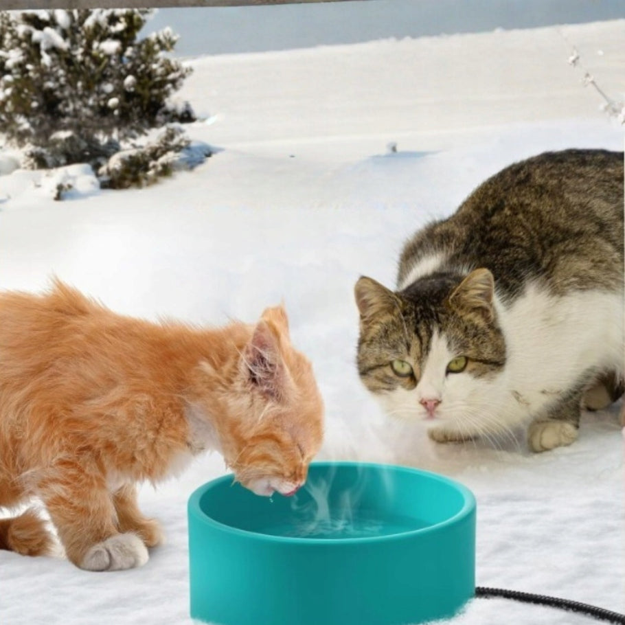 CAT DOG BOWL HEATED NON-SLIP WATER DRINKER THERMOSTAT LARGE Color blue